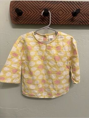 Open Edit Girls' Yellow Polka Dot Long Sleeve Top